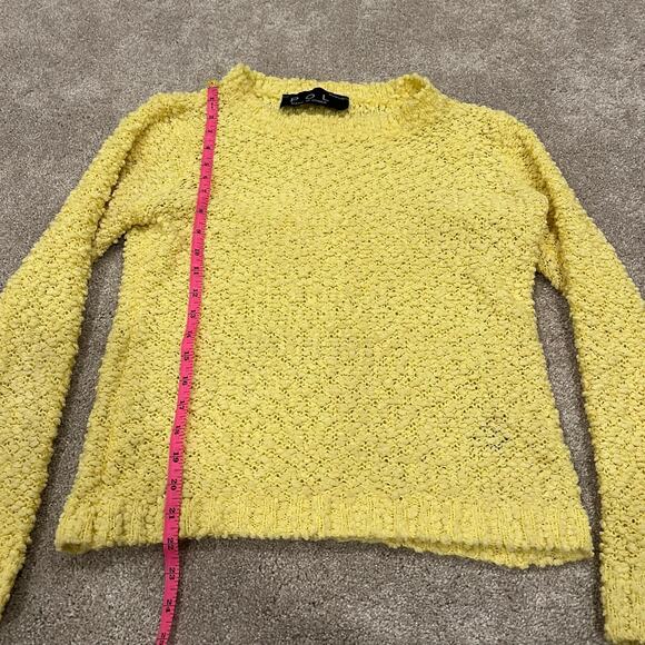 Pol Women's Yellow Chunky Knit Long Sleeve Crewneck Sweater Size Medium - Picture 8 of 9